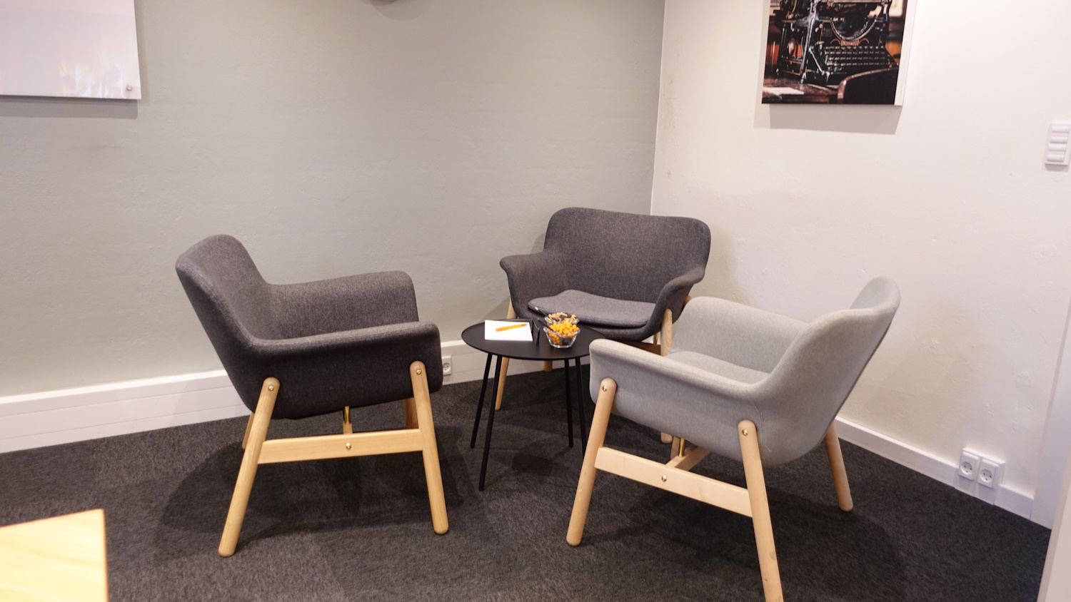 Der er tre stole, som ofte anvendes ved coaching eller terapi.